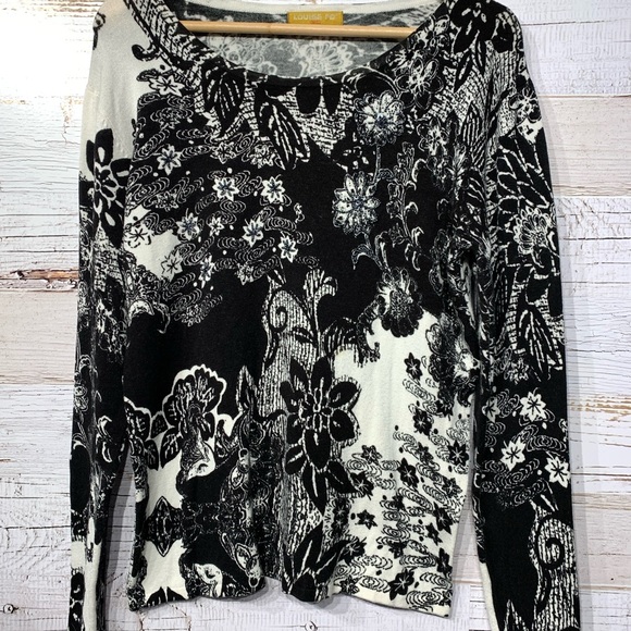 Sweaters | Louise Fd Womens Long Sleeve Shirtsweater Bedazzled | Poshmark